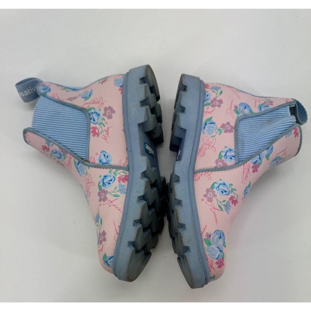 Disney X Native Kids Pink & Blue Floral Princess Rain Boots size 1 - Picture 8 of 12